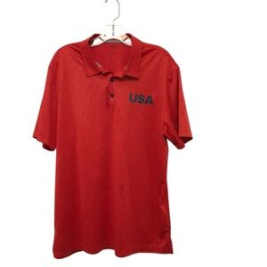 Adidas Men's Red Golf Polo Shirt USA Logo Lightweight Performance Olympic Large